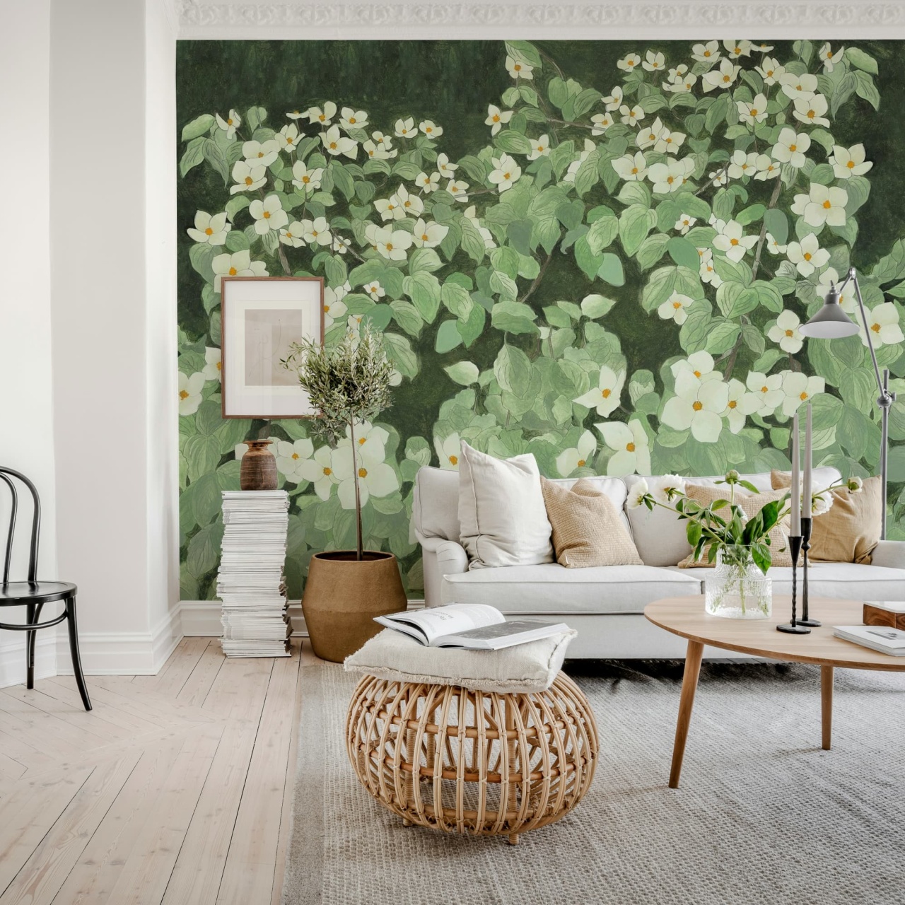 Fototapet, Parkflowers, White, Rebel Walls - 3
