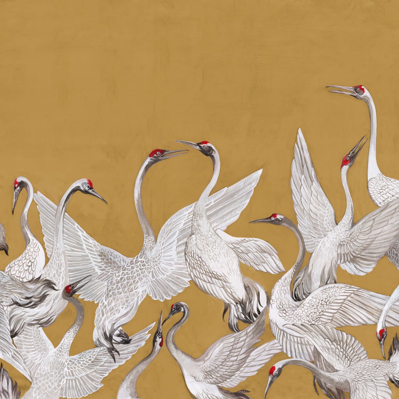 Fototapet, Soaring Cranes, Yellow, Rebel Walls - 2