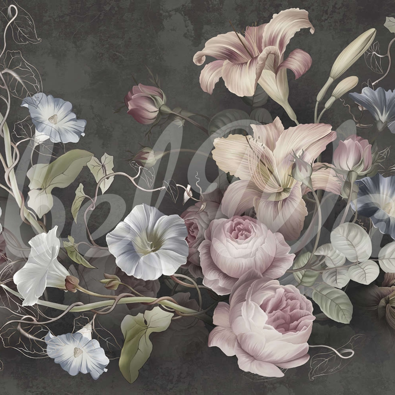 Fototapet, Soft Bouquet, Dark, Rebel Walls - 2