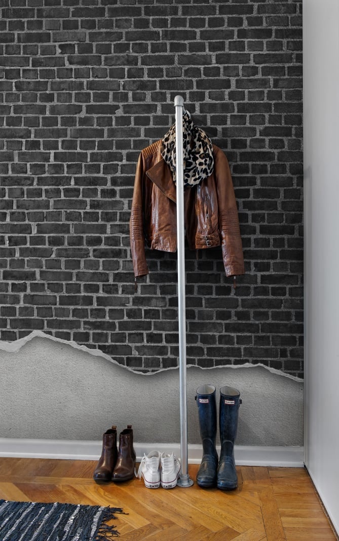 Fototapet, Well-Worn Brick Wall, Black, Rebel Walls - 3