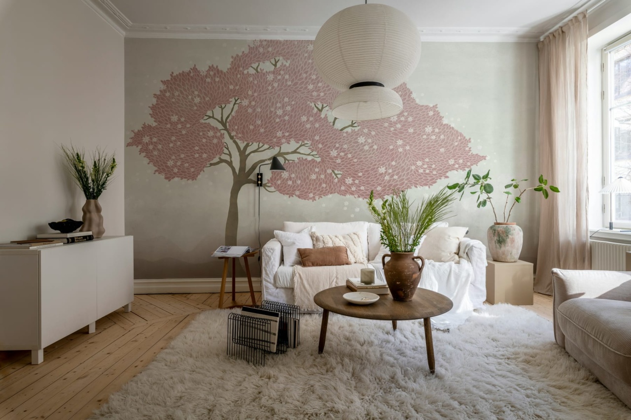 Fototapet, Windy Tree, Pink, Rebel Walls