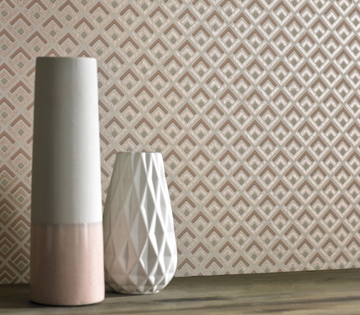 Gio, Pink Luxury Geometric, 1838 Wallcoverings, 5.3mp / rola
