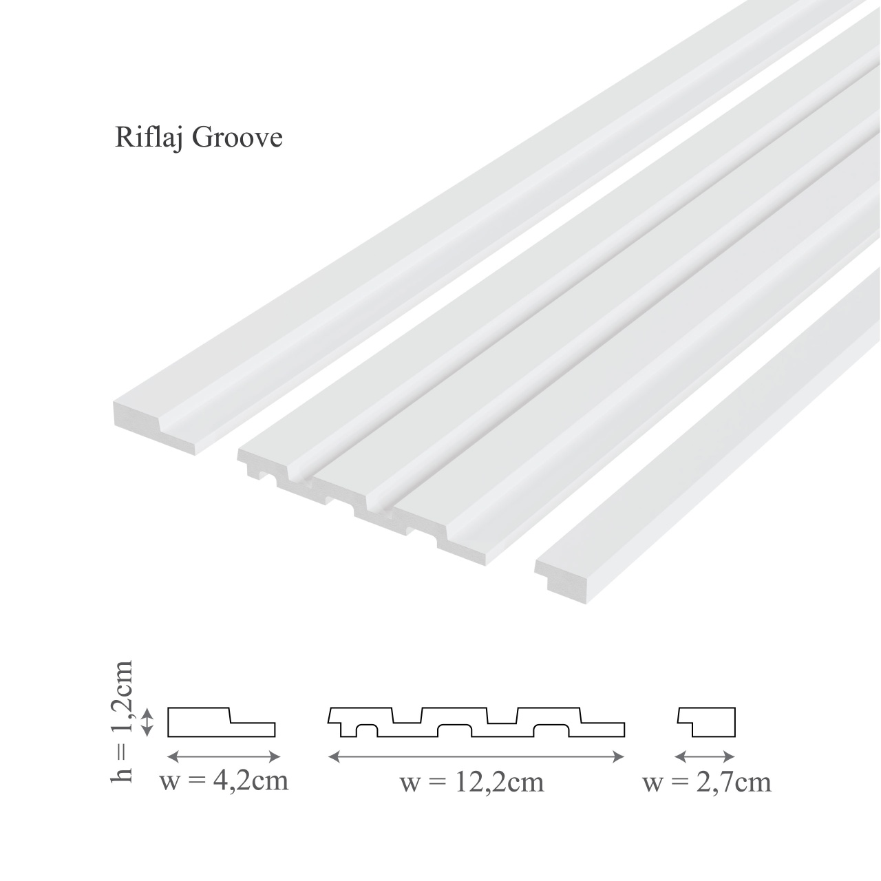 Profil dreapta panou riflaj decorativ 3D, model Groove/Moon R - 2.7x1.2x250 cm - 2 | YEO