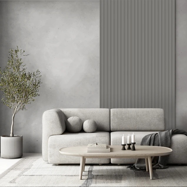 Profil stânga pentru riflaj decorativ Velutto, Misty Grey, 270x6.6cm, Lamelio - 2 | YEO