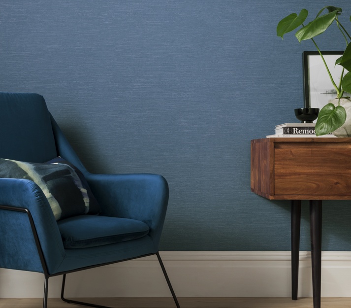 Raffia, Lagoon Blue Luxury Plain, 1838 Wallcoverings, 5.3mp / rola