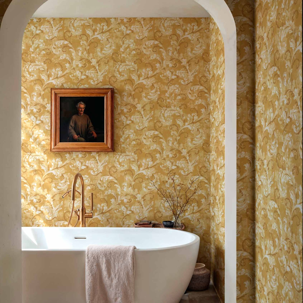 Tapet Byzantine Damask, Mustard, Coordonne, 5mp / rola