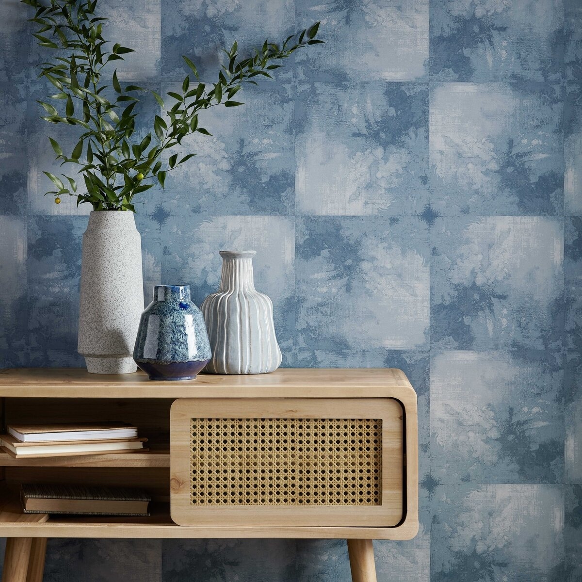 Tapet, Crystalline, Agate Blue Luxury Tile, 1838 Wallcoverings, 5.3mp / rola