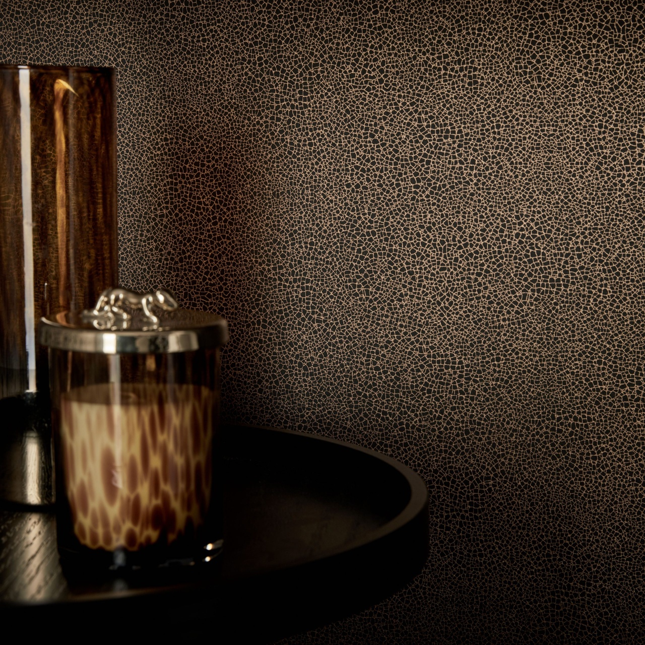 Tapet, Emile, Jet Black Luxury Crackle, 1838 Wallcoverings, 5.3mp / rola