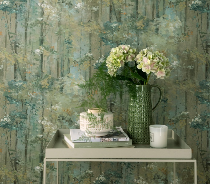 Tapet, Glade, Moss Green Luxury Tree, 1838 Wallcoverings, 5.3mp / rola