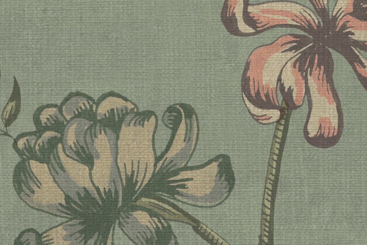 Tapet Grand Flower Thread, Green, Rebel Walls - 3 | YEO