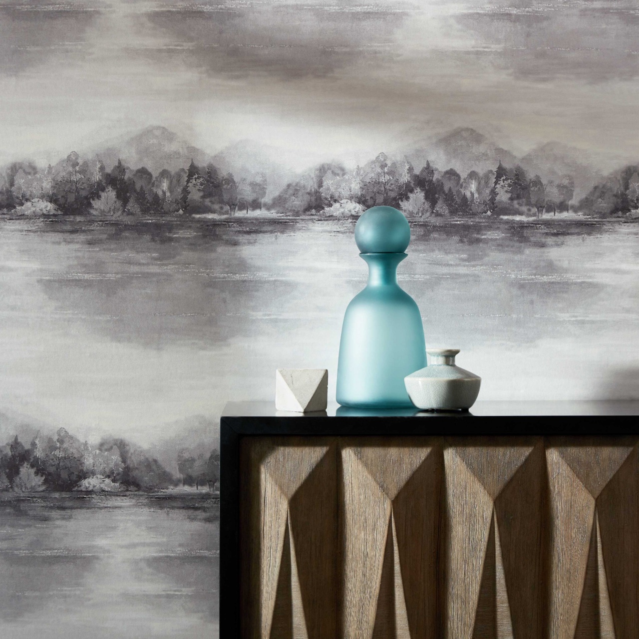 Tapet, Lakeside, Pewter Grey Luxury Landscape, 1838 Wallcoverings, 5.3mp / rola