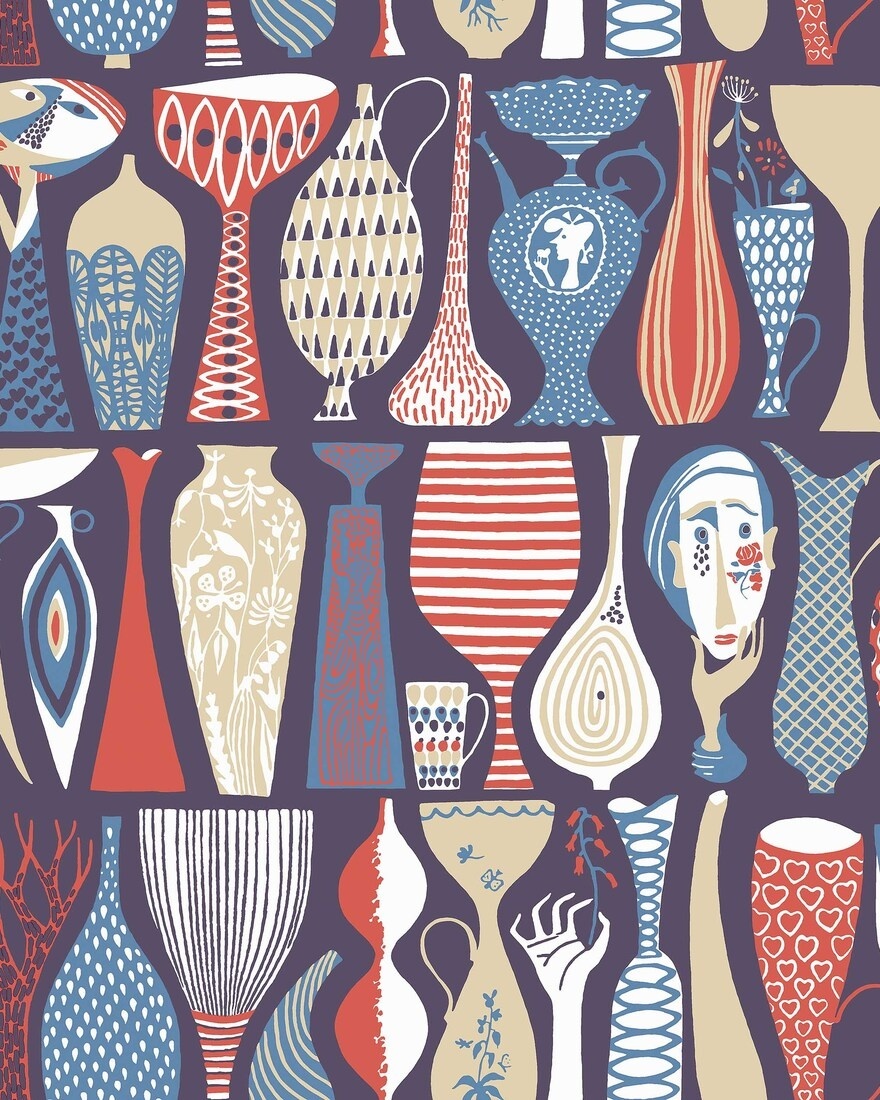 Tapet lavabil, Stig Lindberg Pottery 1760, 5.3mp / rola — imaginea 6