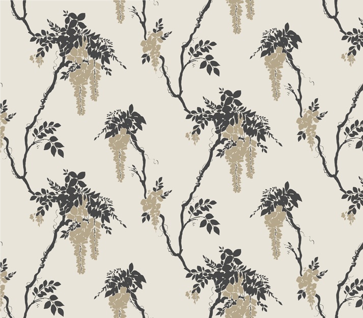 Tapet, Leonora, Gold and Black Luxury Floral, 1838 Wallcoverings, 5.3mp / rola