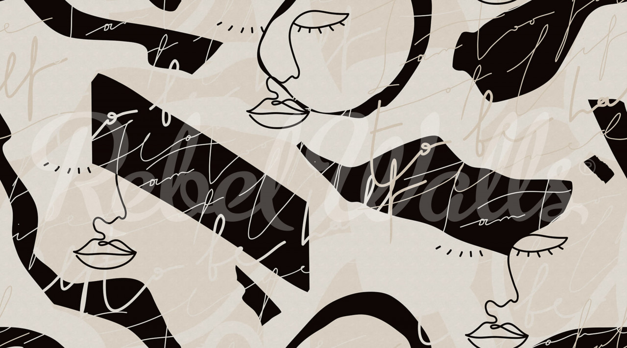 Tapet Lined Faces, Beige, Rebel Walls - 1 | YEO