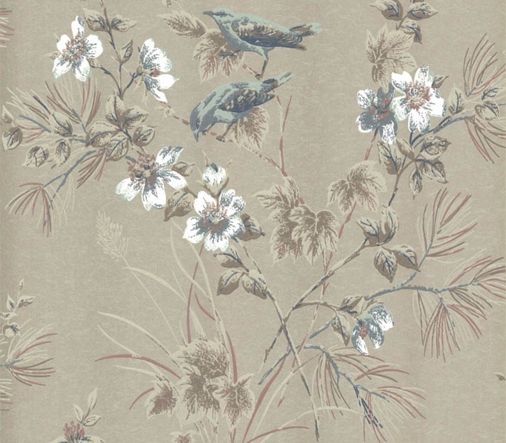 Tapet, Rosemore, Taupe Metallic Luxury Bird, 1838 Wallcoverings, 5.3mp / rola
