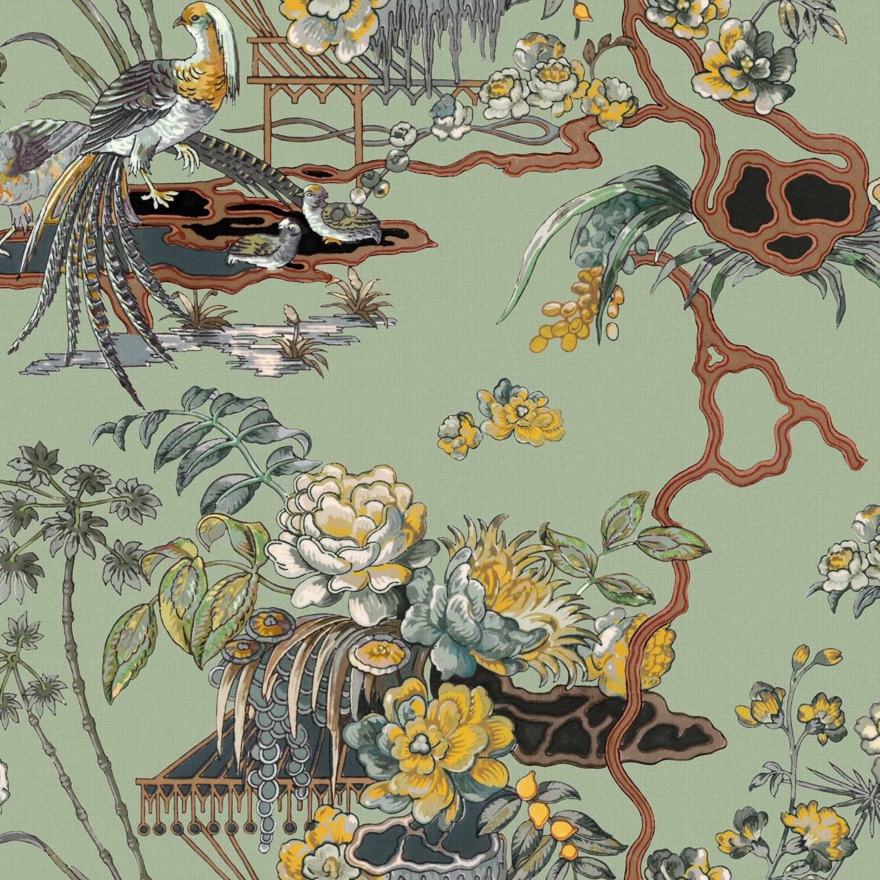 Tapet Sacred Pheasants, Jade, Coordonne 5mp / rola - 2