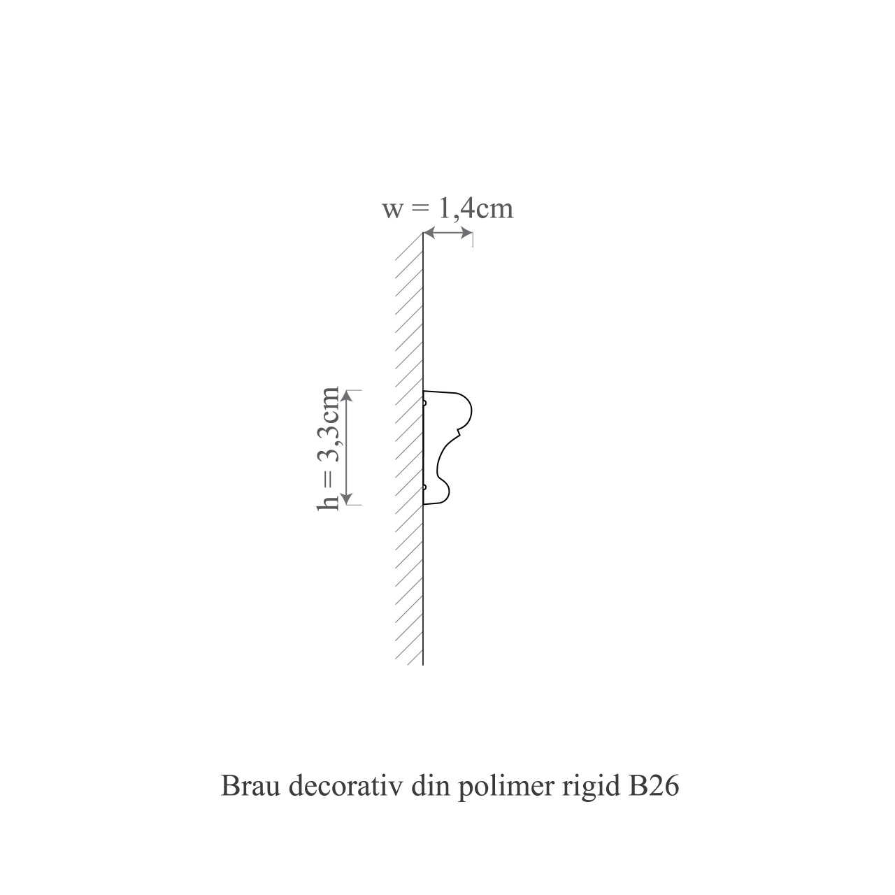Brau decorativ din polimer rigid B26 - 3.3x1.4x200 cm - 1 | YEO