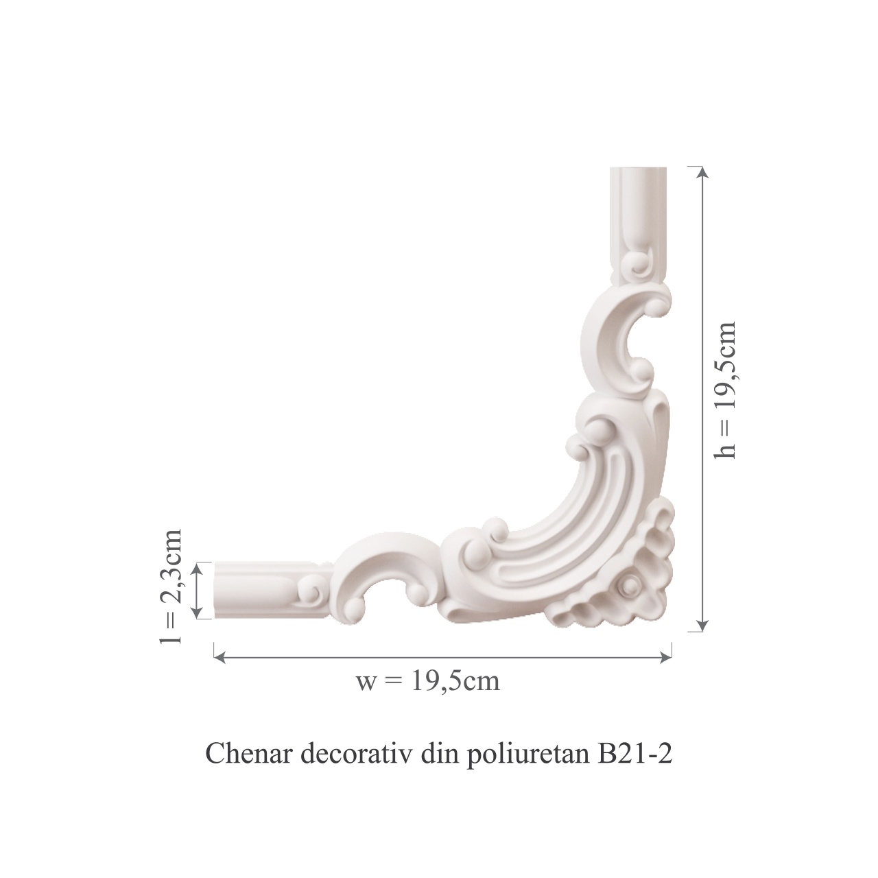 Chenar decorativ din poliuretan B21-2 - 19.5x19.5x1.2 cm - 2 | YEO