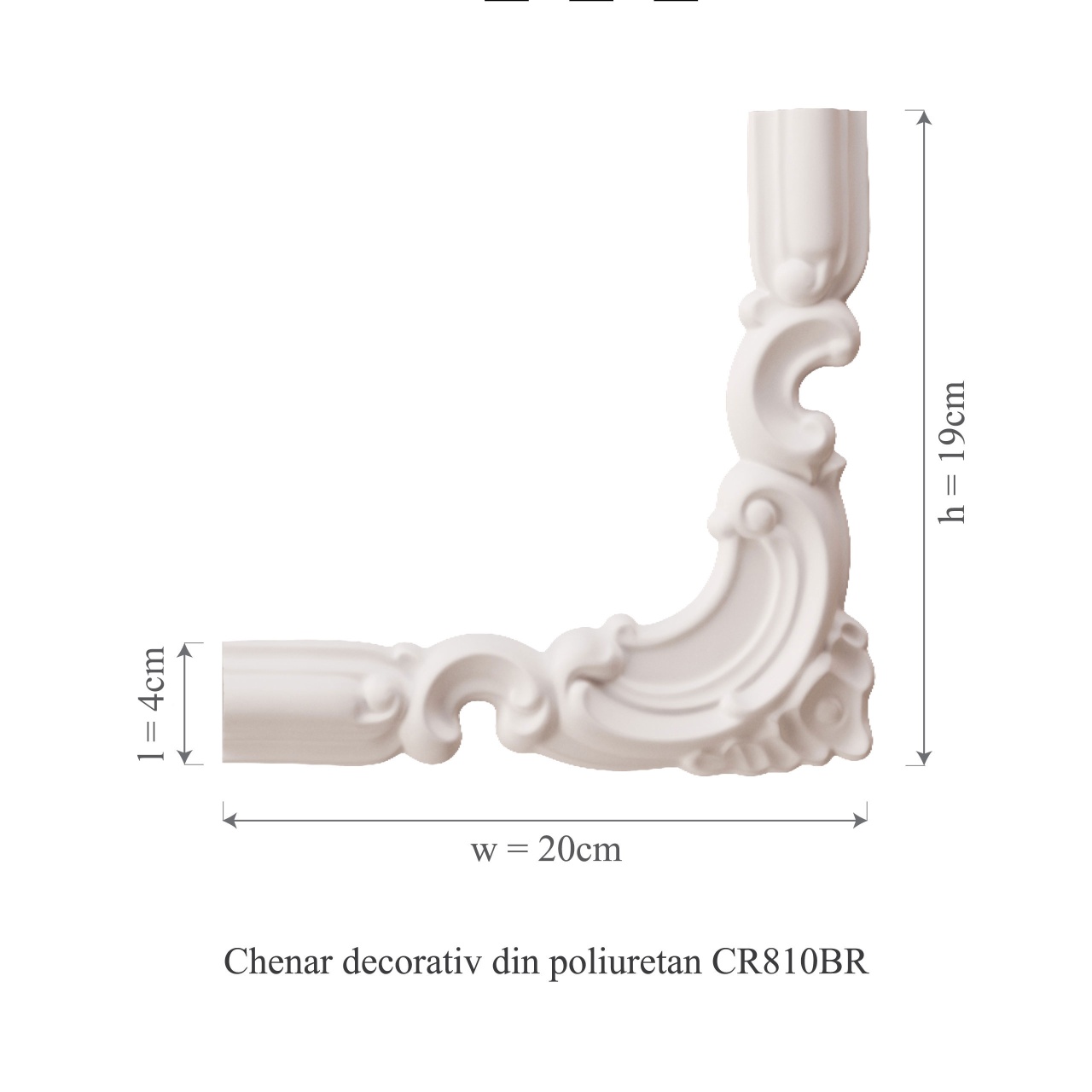 Chenar decorativ din poliuretan CR810BR - 20x1.8x19 cm - 2 | YEO
