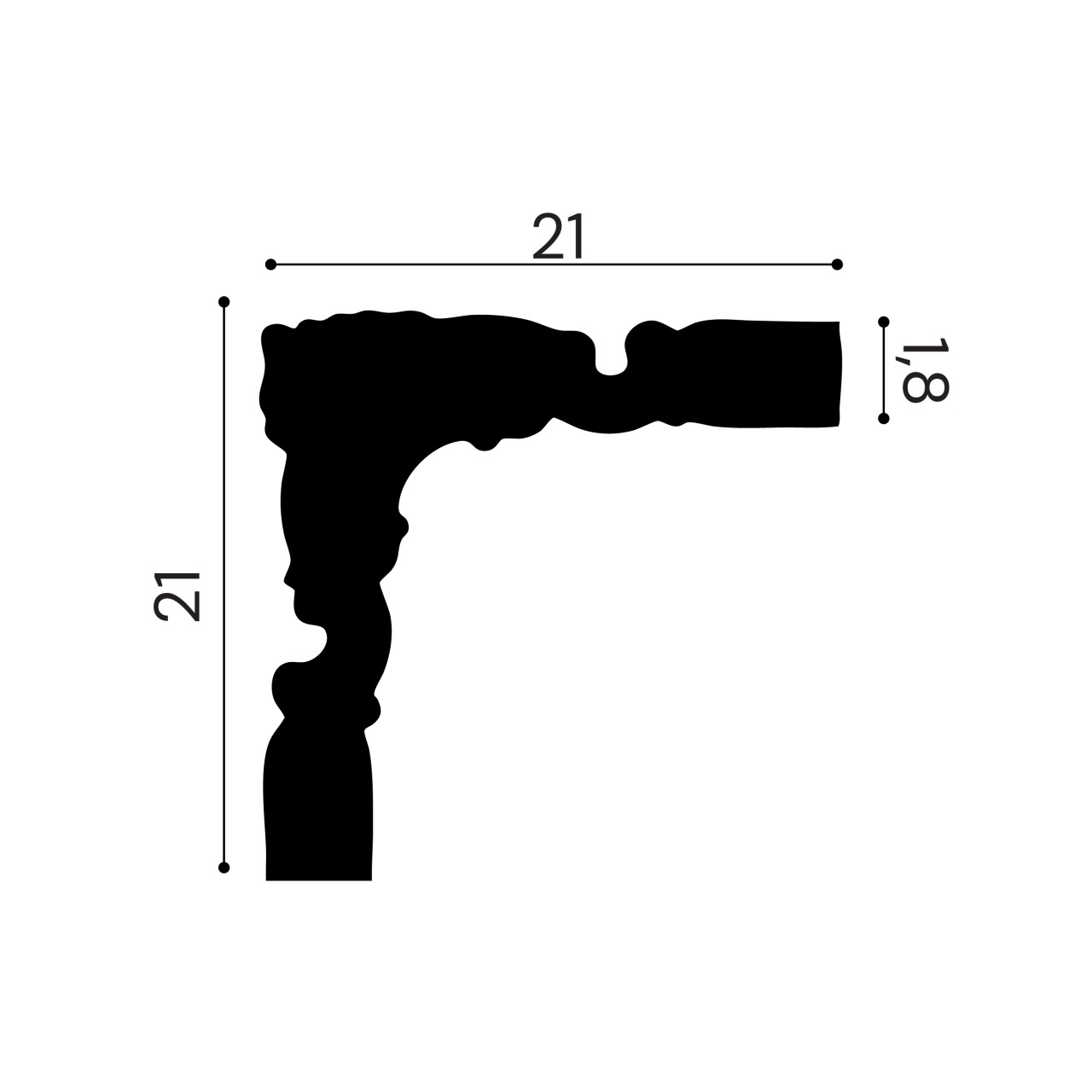 Chenar din poliuretan, Manavi, CR810BL - 21x1.8x21 cm — imaginea 2