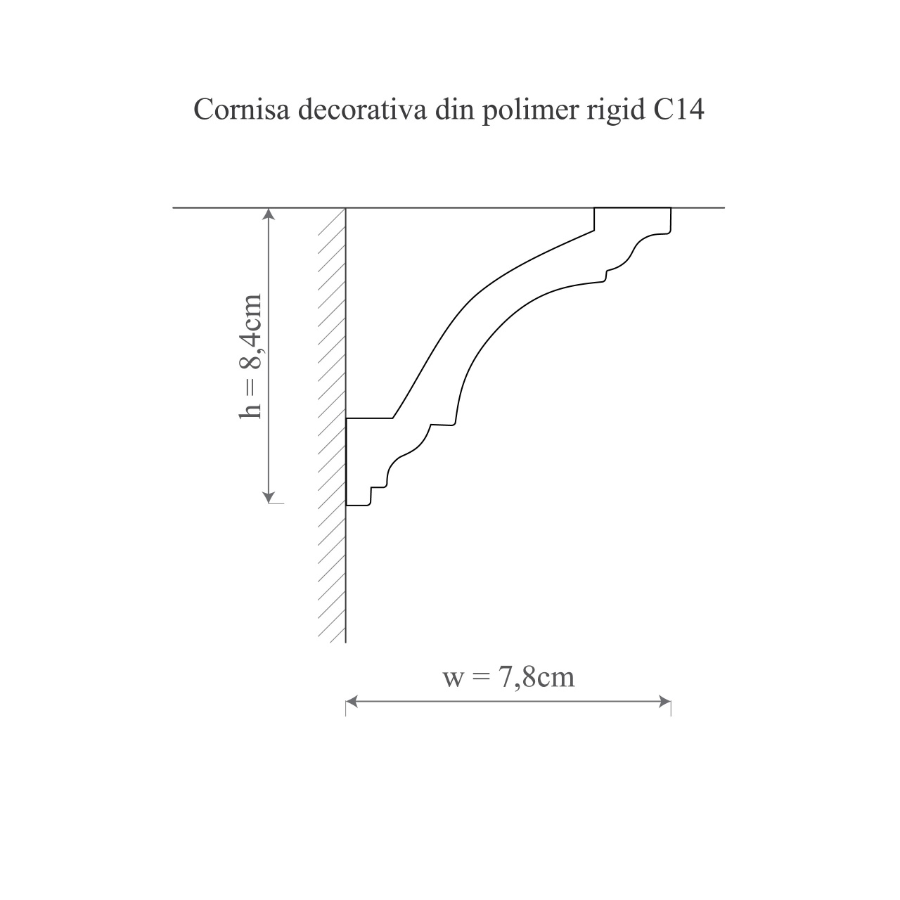 Cornisa decorativa din polimer rigid C14 New - 8x8x200 cm - 1 | YEO