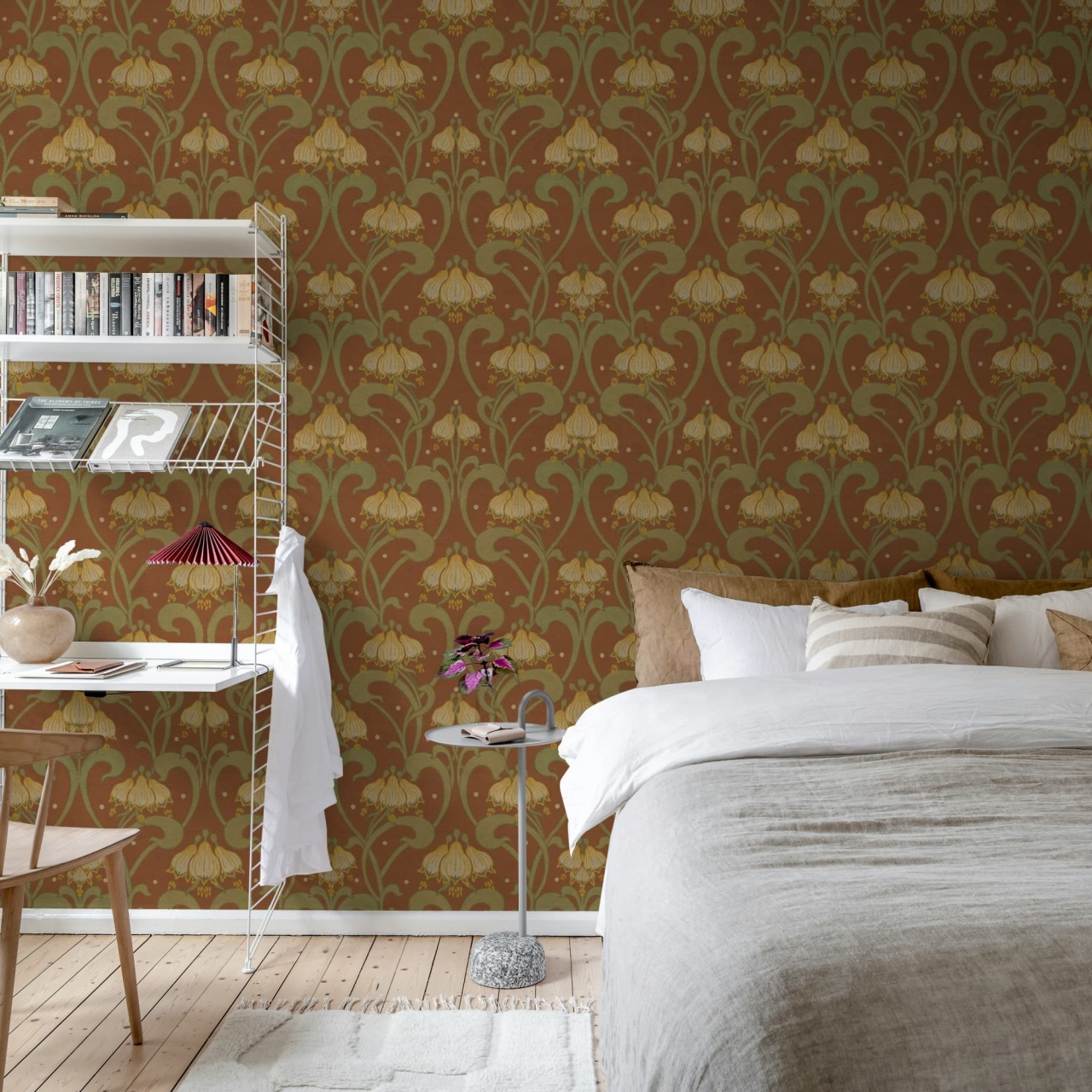 Fototapet, Art Nouveau Flower, Red, Rebel Walls
