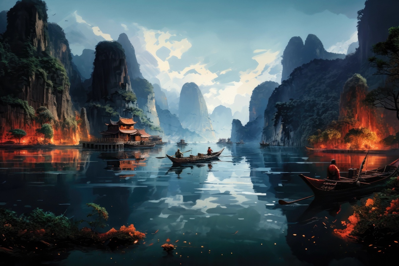 Fototapet Artistic Montagne et Ciel Ha Long Rêve MH104