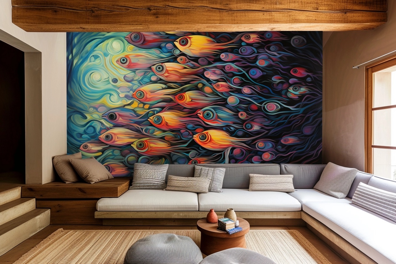 Fototapet Artistic Profond Banc de poissons Rêve PB108 - 2