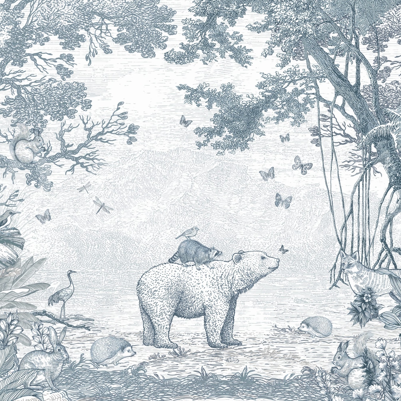 Fototapet, Bear Friend, Blue, Rebel Walls - 2