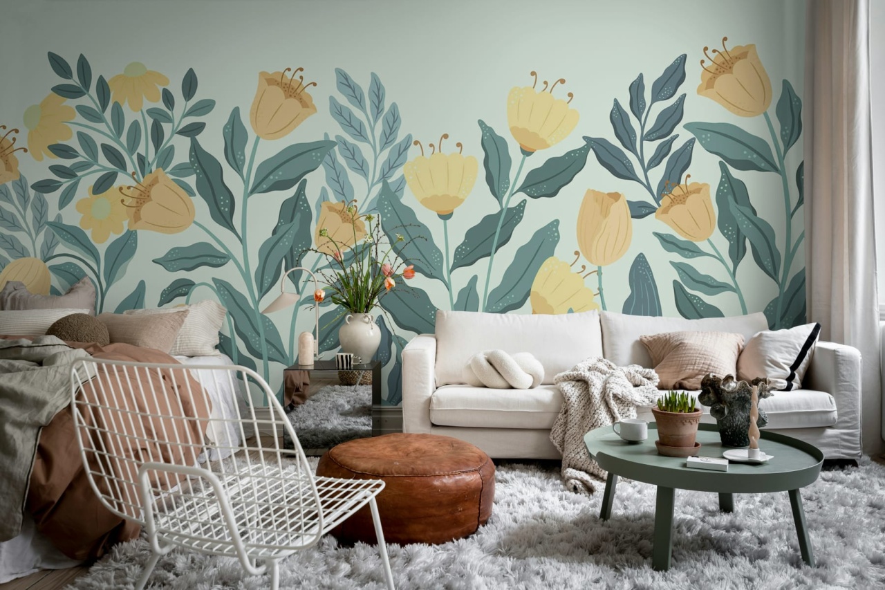 Fototapet, Big Blossom, Yellow, Rebel Walls