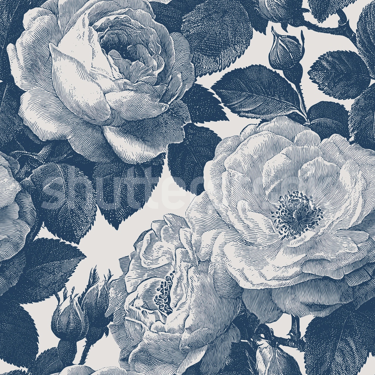 Fototapet, Bold Roses, Blue, Rebel Walls - 2
