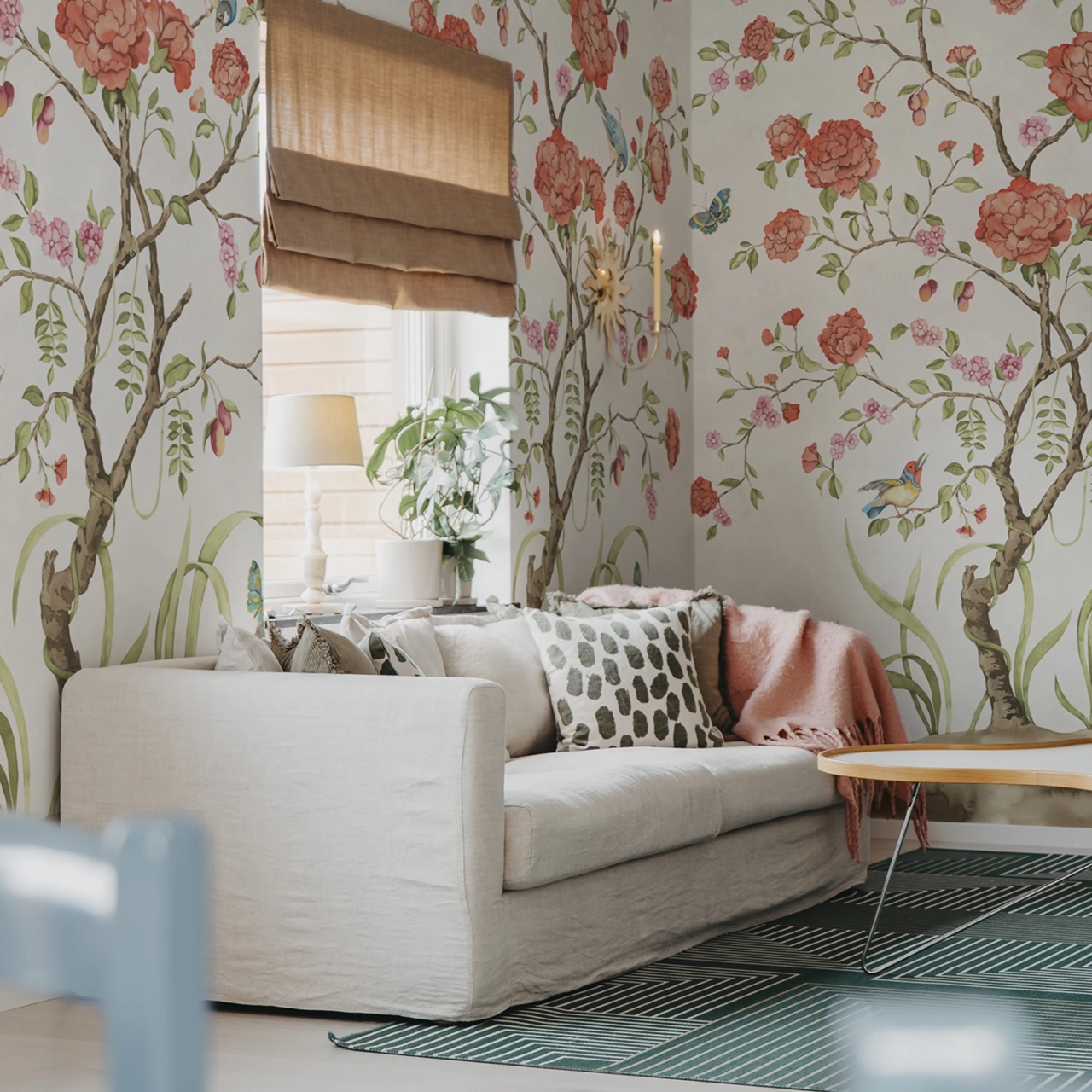 Fototapet, Chinoiserie Botanica, White, Rebel Walls