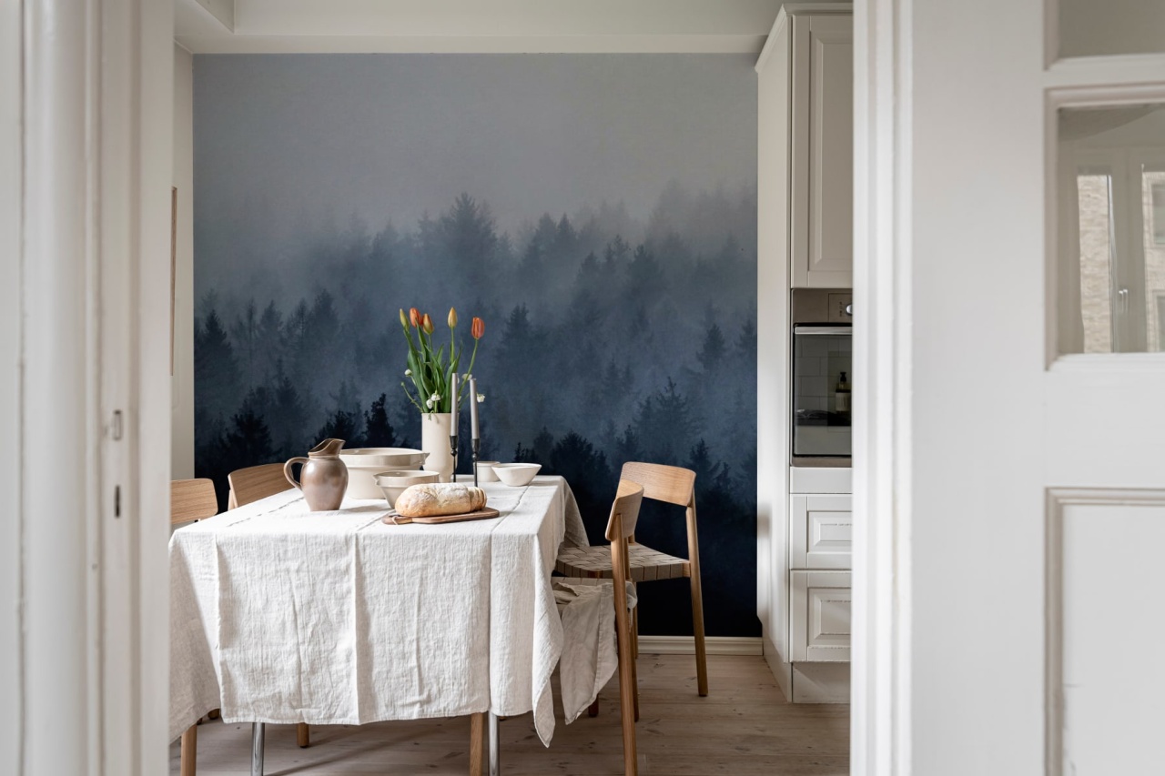 Fototapet, Cloudy Forest, Blue, Rebel Walls