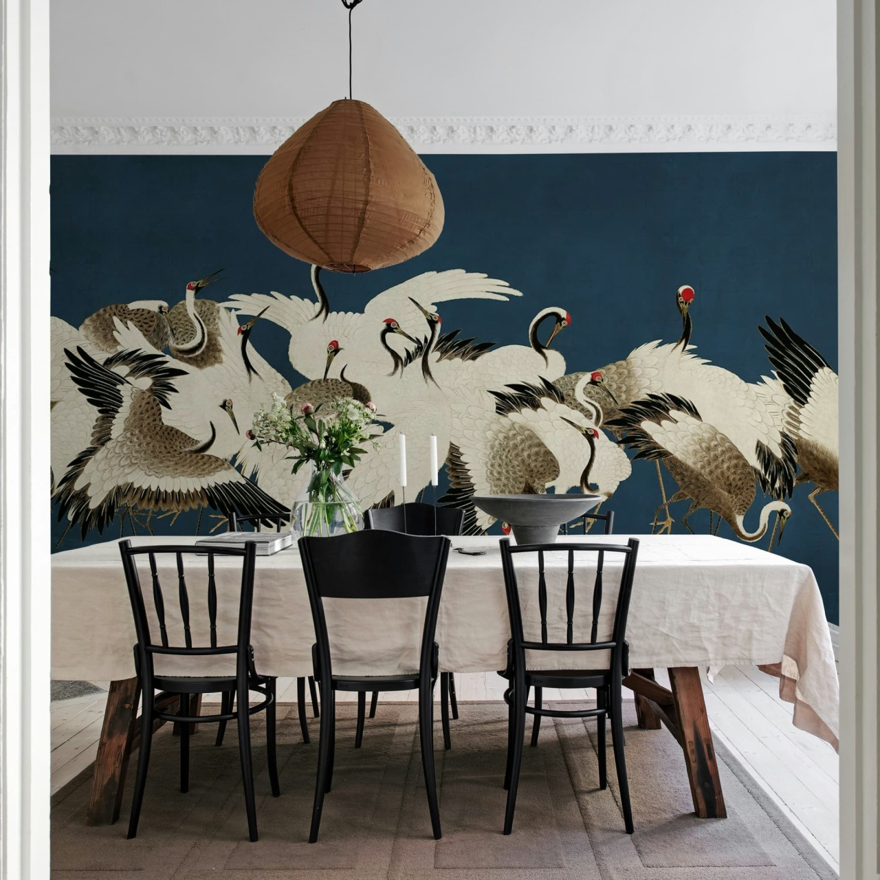 Fototapet, Dancing Cranes, Blue, Rebel Walls - 3