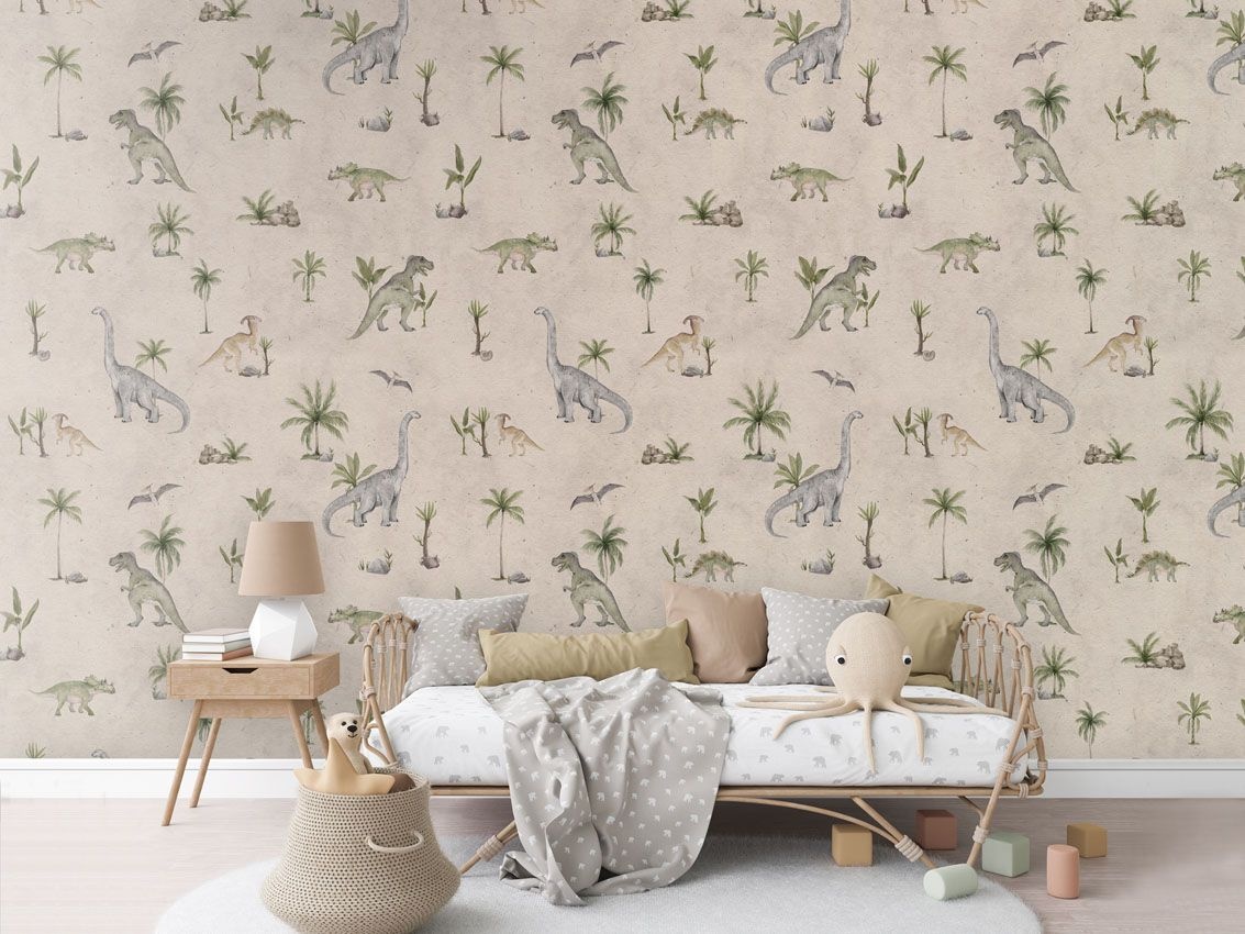Fototapet Dashing Dinos - Sand, Kikki Belle
