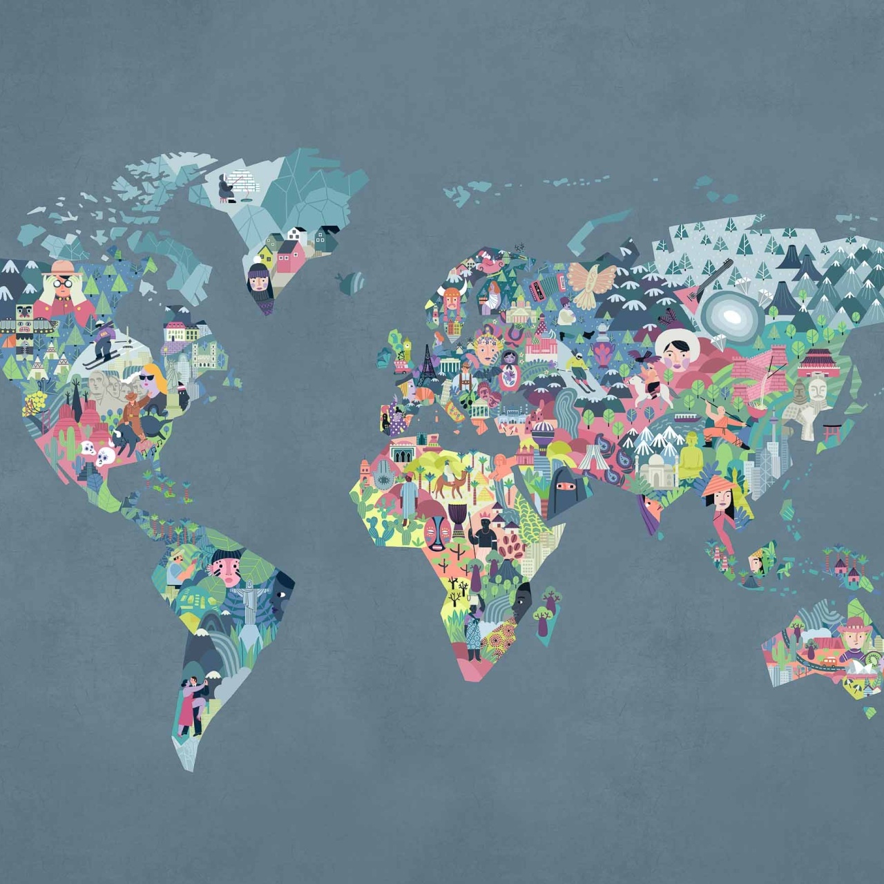 Fototapet Diversity Map, Ocean, Coordonne
