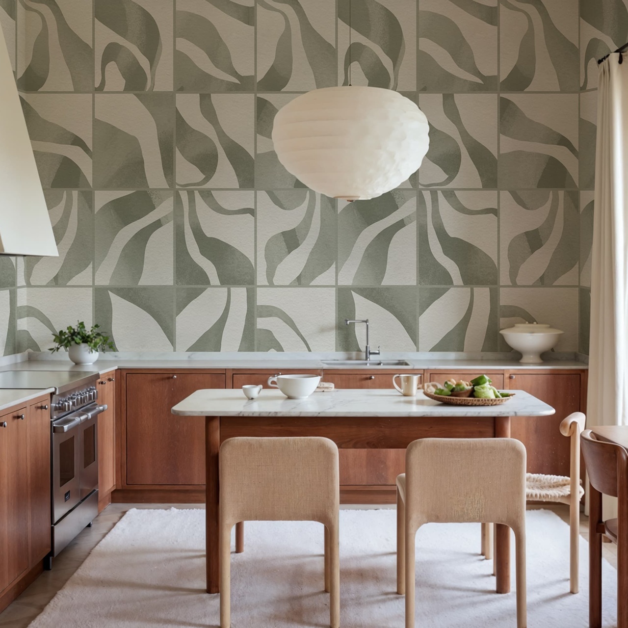 Fototapet, Floating Tiles, Green, Rebel Walls - 3