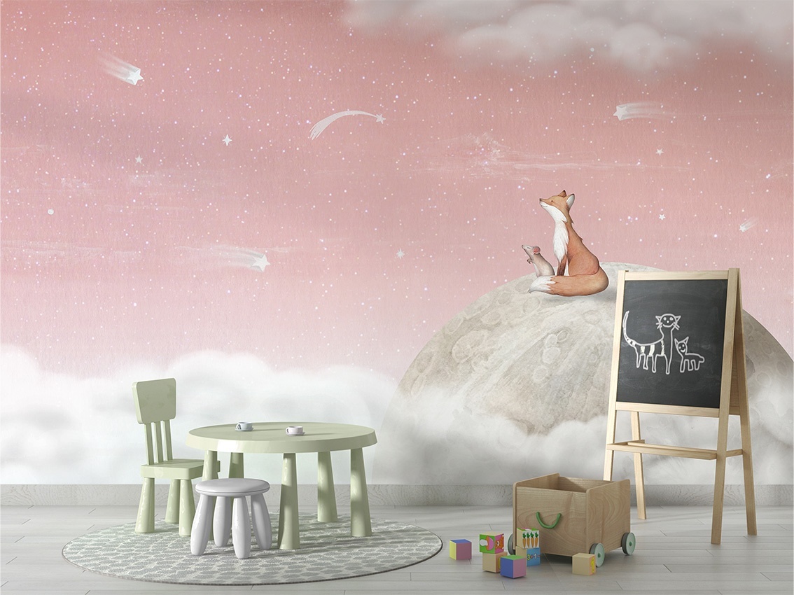 Fototapet Fox on the Moon - Pink, Oliver Robins - 4
