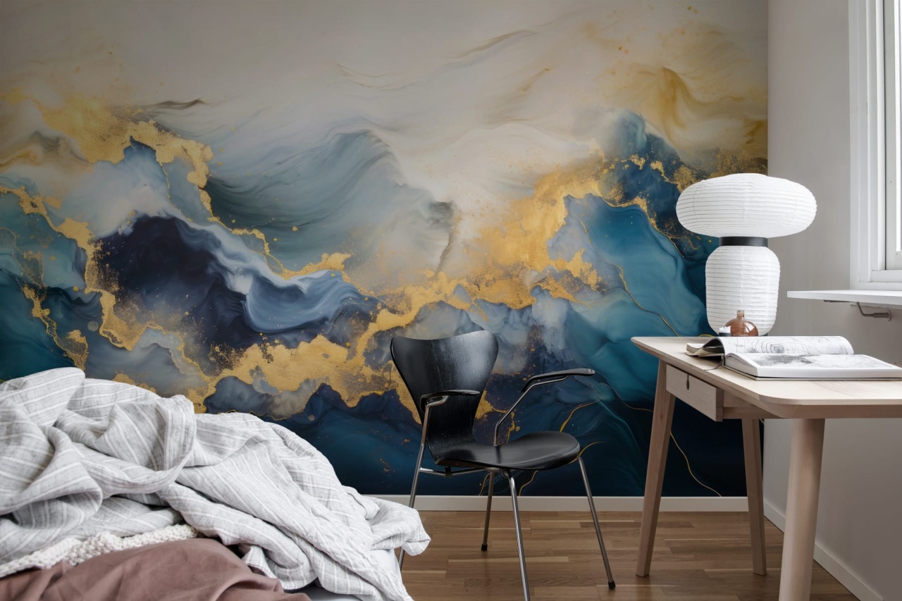 Fototapet, Gold Stream, Blue, Rebel Walls - 3