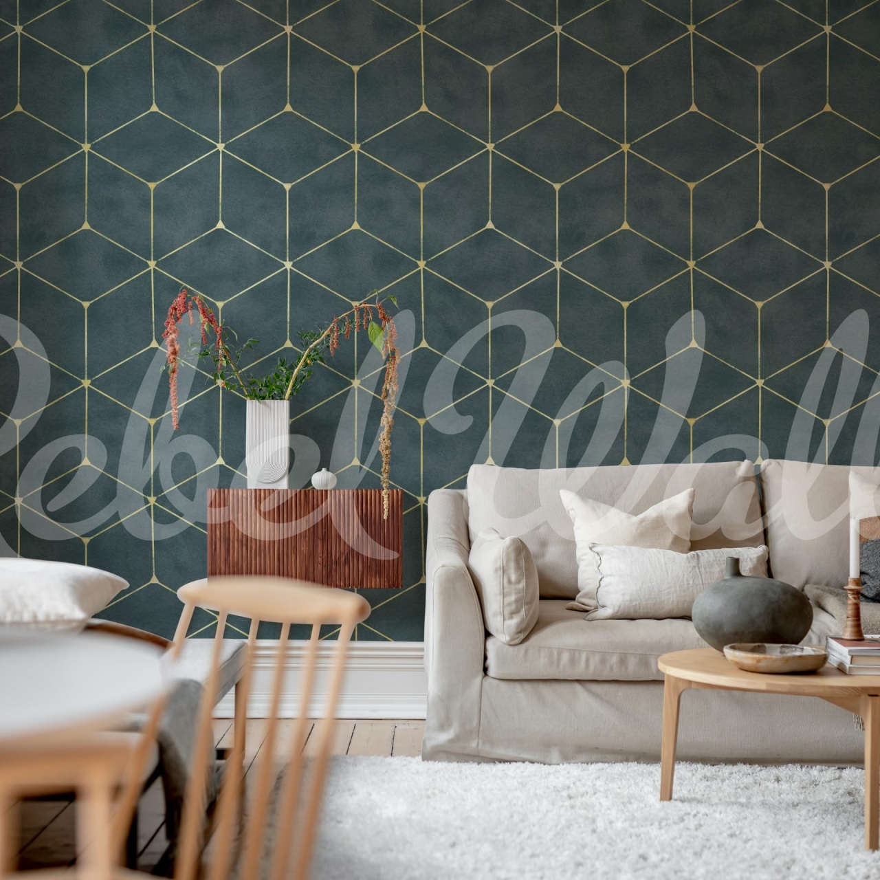 Fototapet, Hexaeder, Blue, Rebel Walls