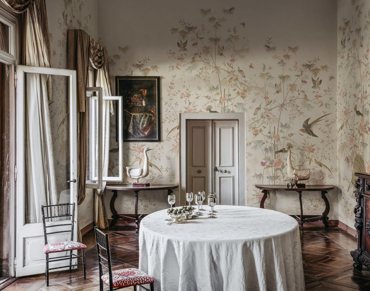 Fototapet lavabil, Chinoiserie Garden, Eggshell, Sandberg