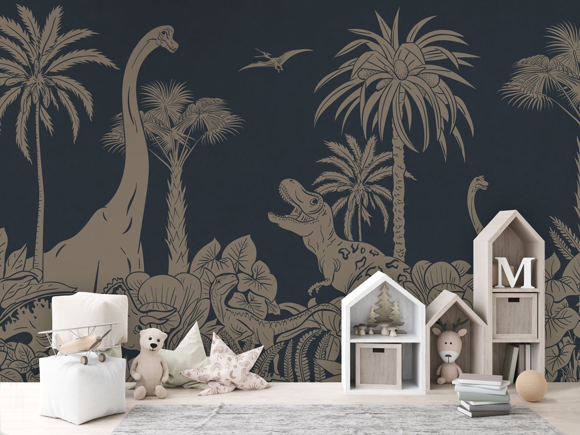 Fototapet Monochrome Dino - Blue Vintage, Kikki Belle - 3