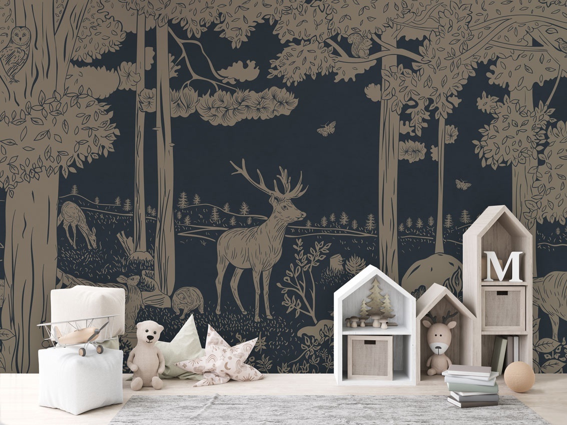 Fototapet Monochrome Forest - Blue Vintage, Kikki Belle - 3
