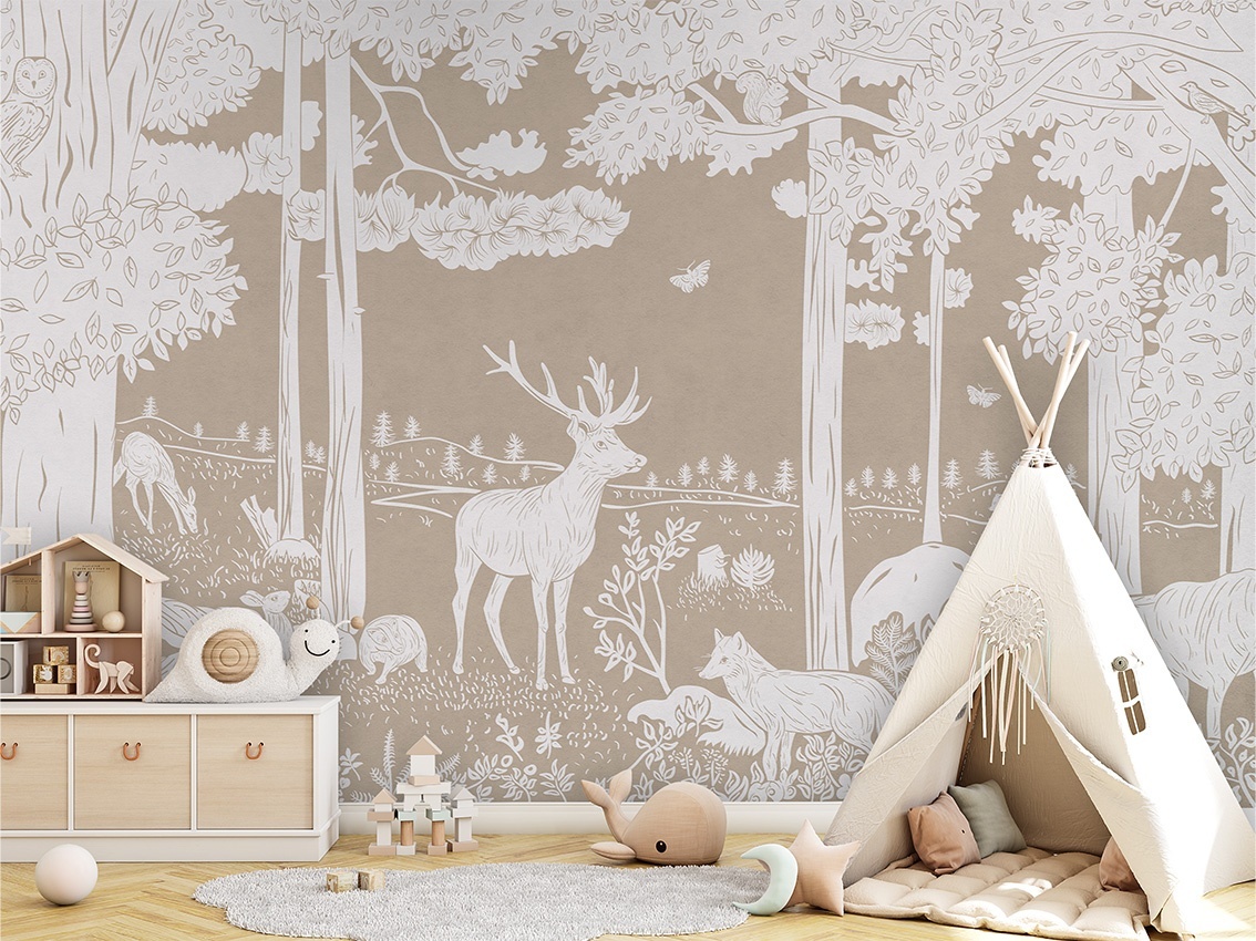 Fototapet Monochrome Forest - Brown, Kikki Belle - 5