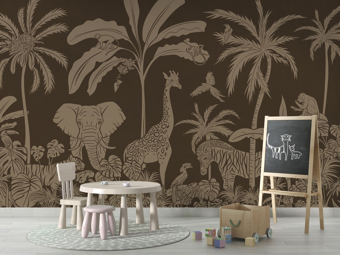 Fototapet Monochrome Jungle - Brown Vintage, Kikki Belle — imaginea 4