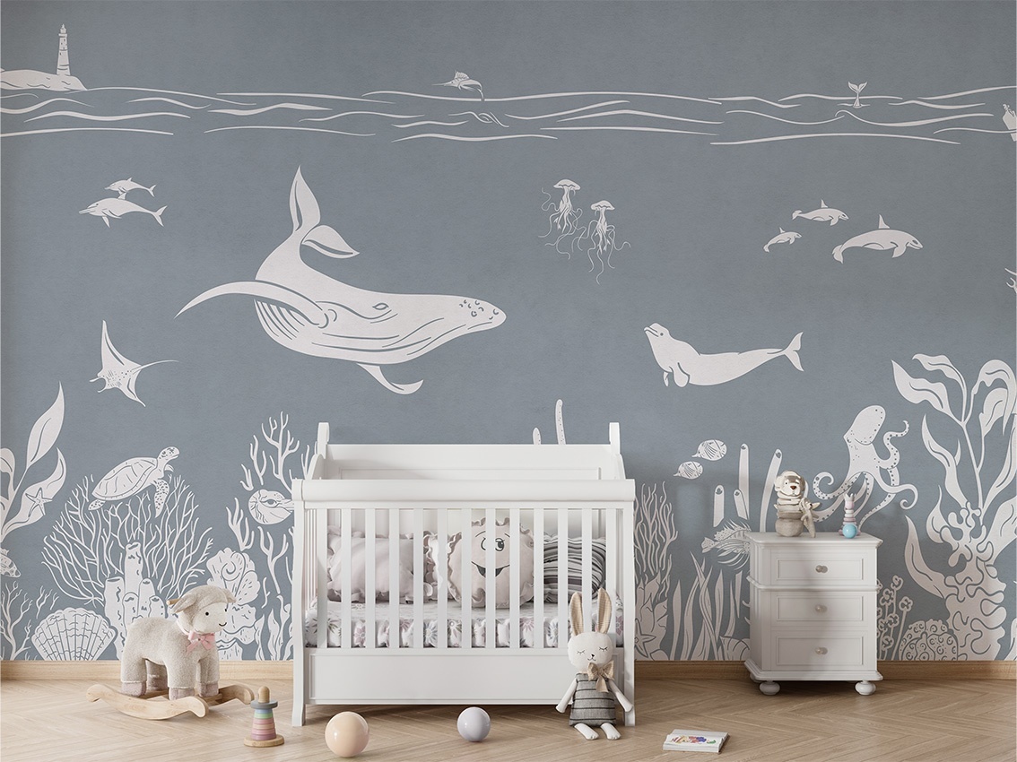 Fototapet Monochrome Sea - Blue, Kikki Belle