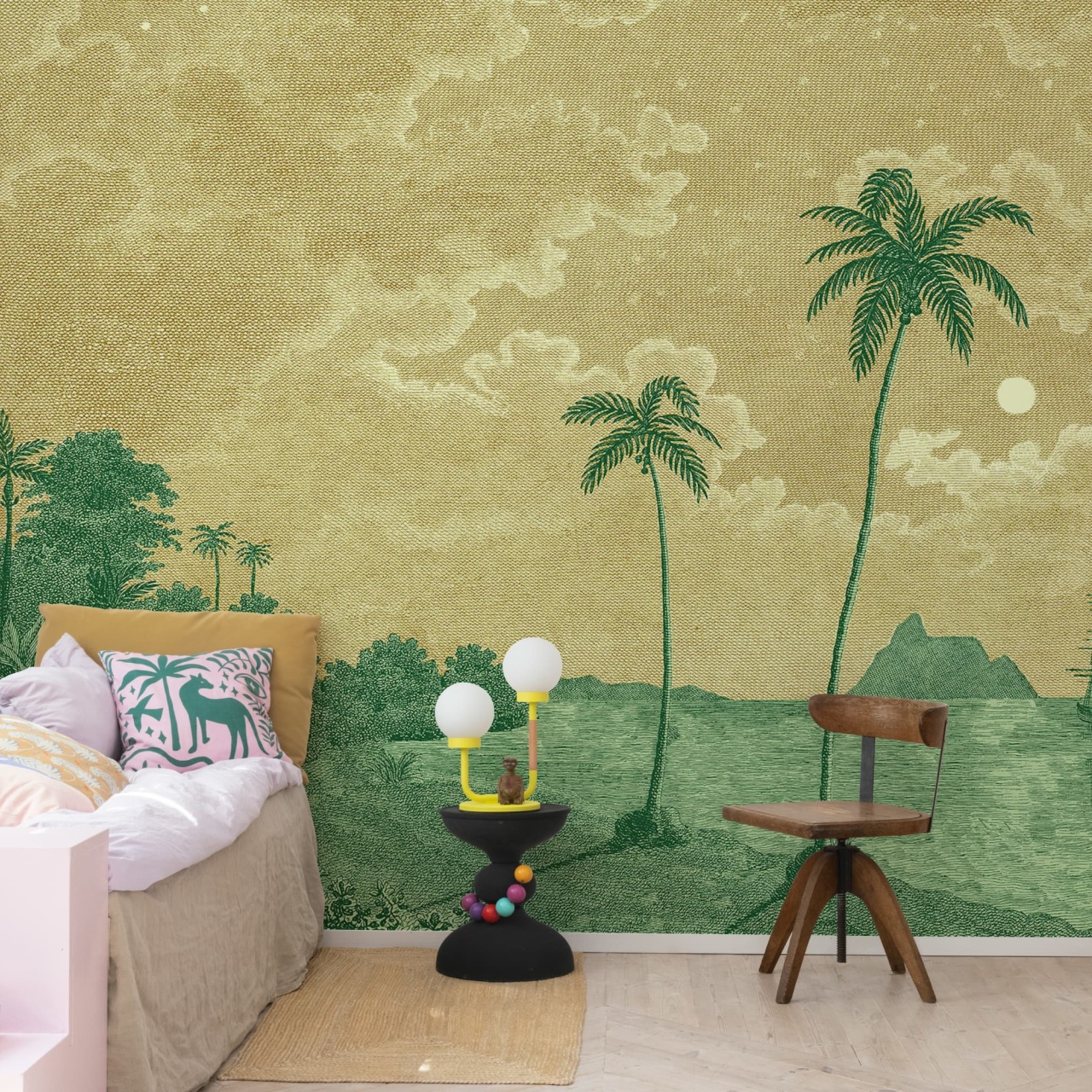 Fototapet, Palm Beach, Yellow, Rebel Walls