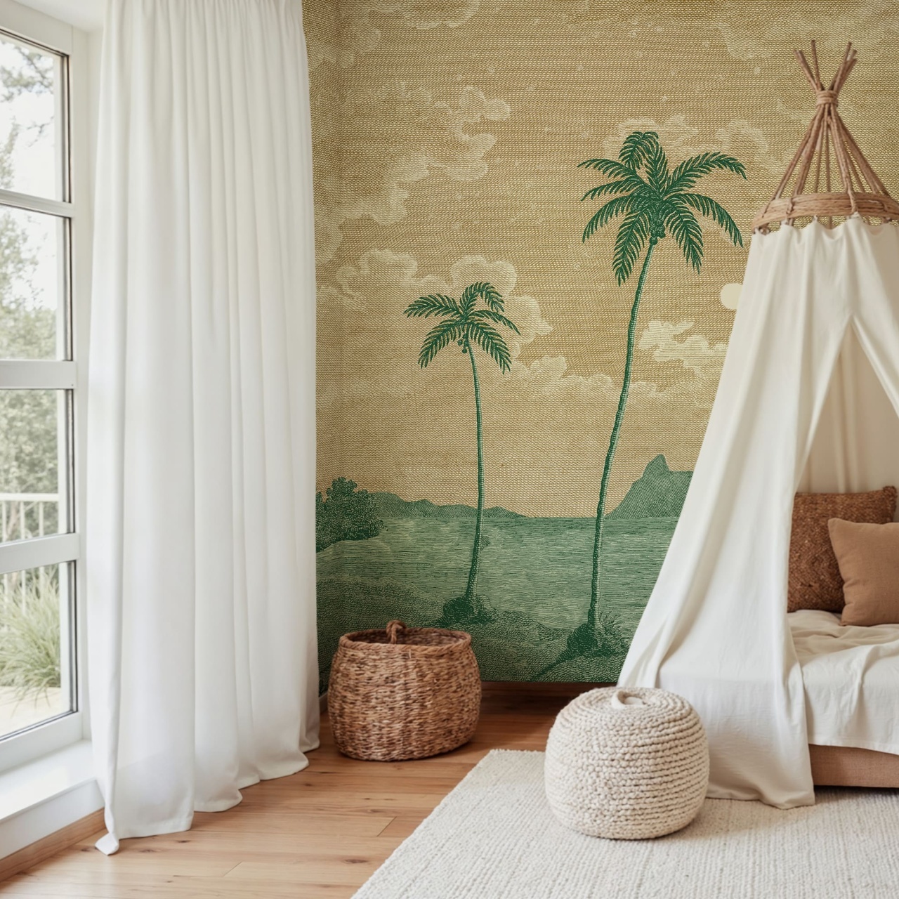 Fototapet, Palm Beach, Yellow, Rebel Walls - 3