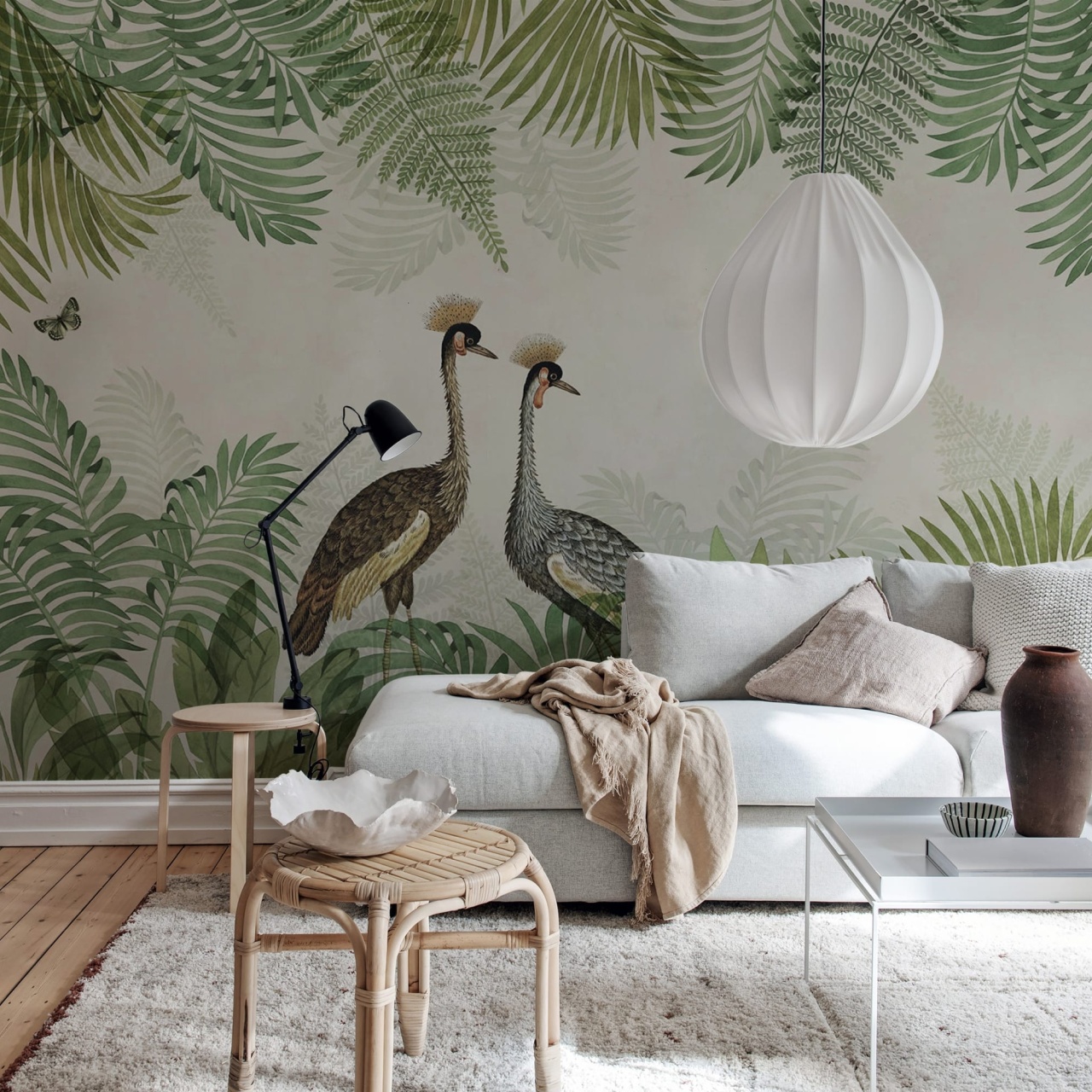 Fototapet, Palm Jungle, Crane, Rebel Walls