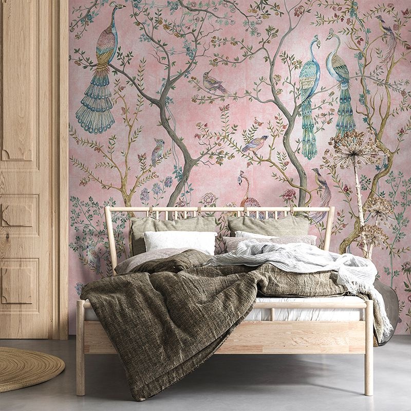Fototapet Peacock Chinoiserie in Rosa^sA(C), VLAdiLA
